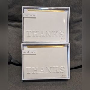 Lot Of 2 Boxes (16) Hallmark Thank You Cards + Envelopes White Embossed Classic